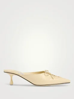 Scarlett Lizard-Embossed Leather Mules