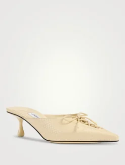 Scarlett Lizard-Embossed Leather Mules