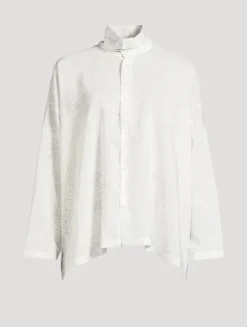 Scrunch-Neck Silk Shirt