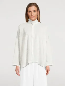 Scrunch-Neck Silk Shirt