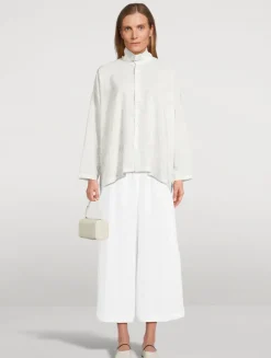 Scrunch-Neck Silk Shirt