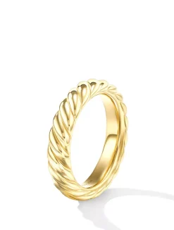 Sculpted Cable Band Ring In 18k Yellow Gold, 4.6mm