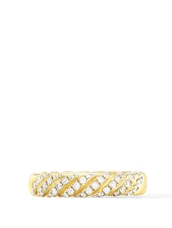 Sculpted Cable Band Ring In 18k Yellow Gold With Diamonds, 4.6mm