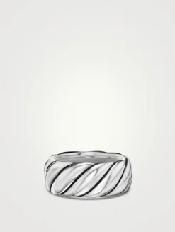 Sculpted Cable Band Ring In Sterling Silver, 9mm