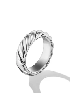 Sculpted Cable Band Ring In Sterling Silver, 6mm