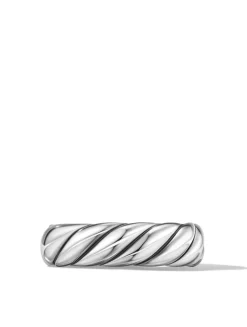Sculpted Cable Band Ring In Sterling Silver, 6mm