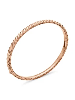 Sculpted Cable Bangle Bracelet In 18k Rose Gold, 4.6mm