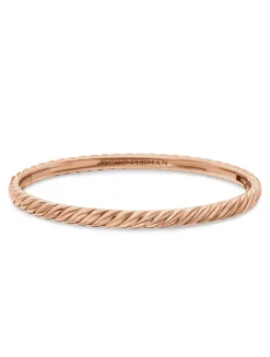 Sculpted Cable Bangle Bracelet In 18k Rose Gold, 4.6mm