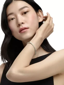 Sculpted Cable Bangle Bracelet In 18k White Gold, 4.6mm