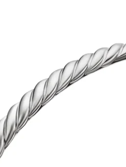 Sculpted Cable Bangle Bracelet In 18k White Gold, 4.6mm