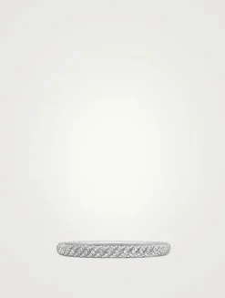 Sculpted Cable Bangle Bracelet In 18k White Gold With Diamonds, 6.2mm