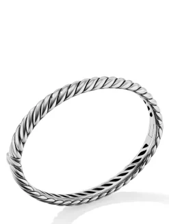 Sculpted Cable Bangle Bracelet In Sterling Silver, 7mm