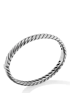 Sculpted Cable Bangle Bracelet In Sterling Silver, 7mm