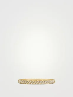 Sculpted Cable Bangle Bracelet In 18k Yellow Gold With Diamonds, 6.2mm