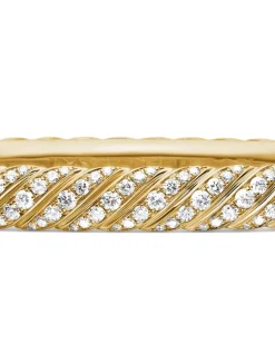 Sculpted Cable Bangle Bracelet In 18k Yellow Gold With Diamonds, 6.2mm