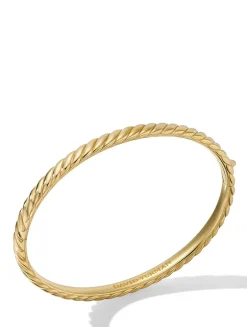 Sculpted Cable Bangle Bracelet In 18k Yellow Gold, 4.6mm