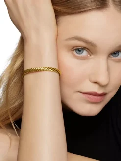 Sculpted Cable Bangle Bracelet In 18k Yellow Gold, 6.2mm