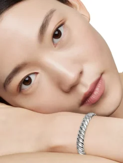 Sculpted Cable Bracelet In Sterling Silver, 8.5mm