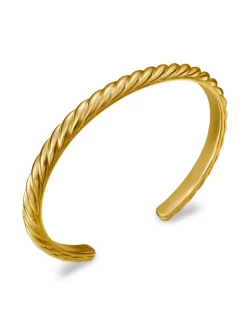 Sculpted Cable Cuff Bracelet In 18k Yellow Gold, 5.5mm