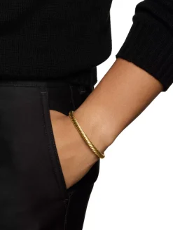 Sculpted Cable Cuff Bracelet In 18k Yellow Gold, 5.5mm