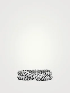 Sculpted Cable Double Wrap Bracelet In Sterling Silver, 8.5mm
