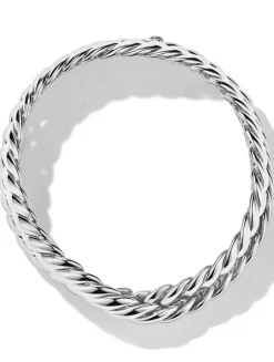 Sculpted Cable Double Wrap Bracelet In Sterling Silver, 8.5mm