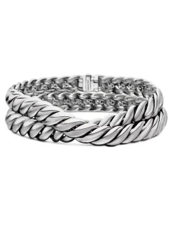 Sculpted Cable Double Wrap Bracelet In Sterling Silver, 8.5mm