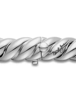 Sculpted Cable Double Wrap Bracelet In Sterling Silver, 8.5mm