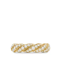 Sculpted Cable Flex Band Ring In 18k Yellow Gold With Diamonds, 5mm