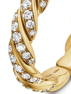 Sculpted Cable Flex Band Ring In 18k Yellow Gold With Diamonds, 5mm