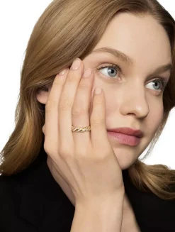 Sculpted Cable Flex Band Ring In 18k Yellow Gold With Diamonds, 5mm