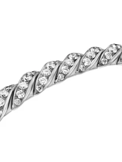 Sculpted Cable Flex Bracelet In 18k White Gold With Diamonds, 5mm