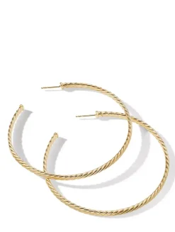 Sculpted Cable Hoop Earrings In 18k Yellow Gold