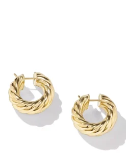 Sculpted Cable Hoop Earrings In 18k Yellow Gold