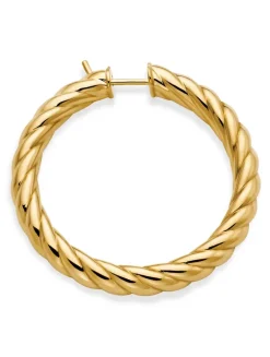 Sculpted Cable Hoop Earrings In 18k Yellow Gold, 38mm