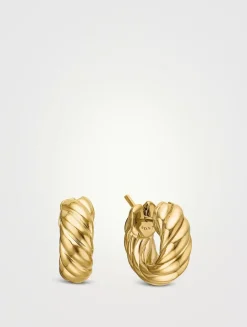 Sculpted Cable Hoop Earrings In 18k Yellow Gold, 14.4mm