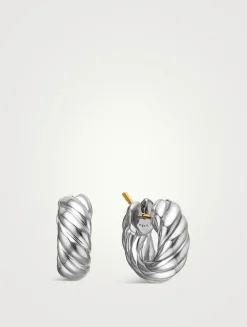 Sculpted Cable Hoop Earrings In Sterling Silver, 14.4mm