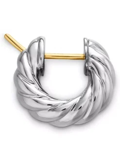 Sculpted Cable Hoop Earrings In Sterling Silver, 14.4mm