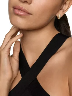 Sculpted Cable Hoop Earrings In 18k Yellow Gold With Diamonds, 14.4mm