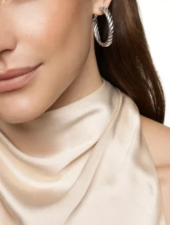 Sculpted Cable Hoop Earrings In Sterling Silver, 38mm