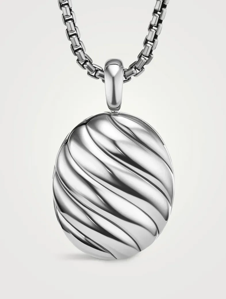 Sculpted Cable Locket Amulet In Sterling Silver