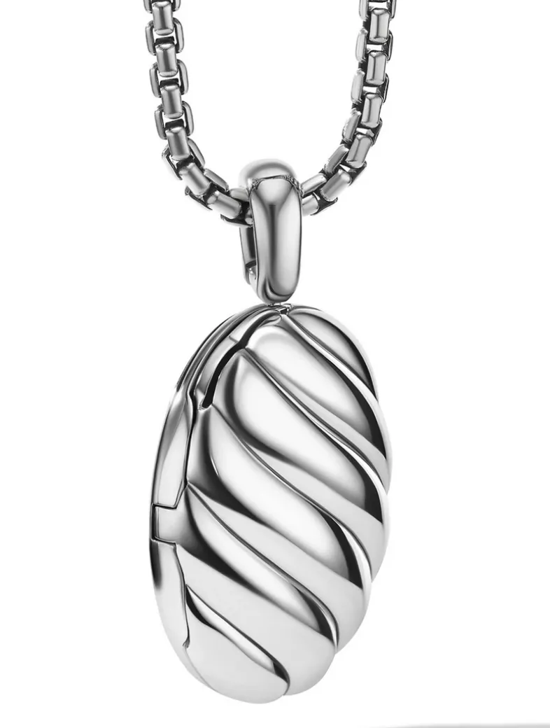 Sculpted Cable Locket Amulet In Sterling Silver