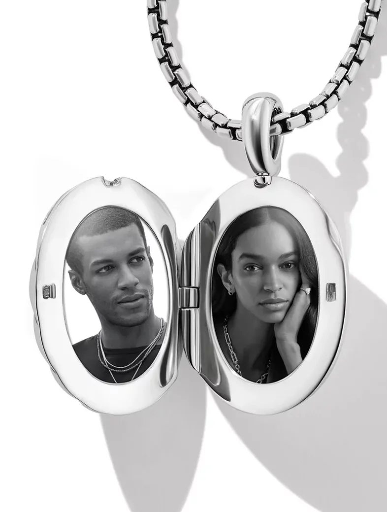 Sculpted Cable Locket Amulet In Sterling Silver