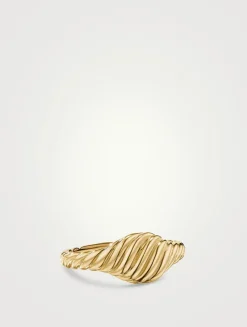 Sculpted Cable Micro Pinky Ring In 18k Yellow Gold