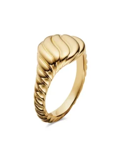 Sculpted Cable Pinky Ring In 18k Yellow Gold