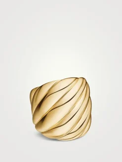 Sculpted Cable Ring In 18k Yellow Gold, 20mm