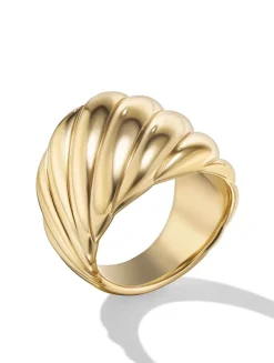 Sculpted Cable Ring In 18k Yellow Gold, 20mm