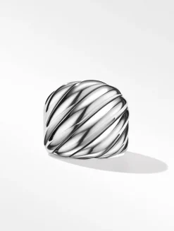 Sculpted Cable Ring In Sterling Silver, 21mm