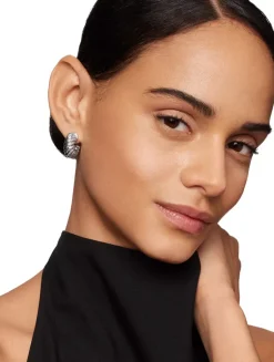 Sculpted Cable Shrimp Earrings In Sterling Silver, 20.5mm