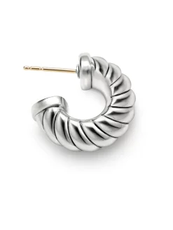 Sculpted Cable Shrimp Earrings In Sterling Silver, 20.5mm